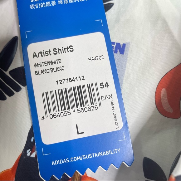 New Adidas Philip Colbert  Button Down White Size L HA4702 Save The Lobster - Picture 2 of 6